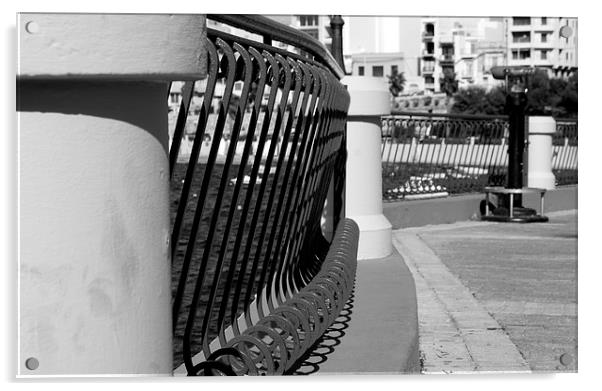 Black & White railings Acrylic by Marc Lawrence