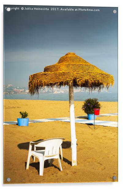 Chair On The Beach Acrylic by Jukka Heinovirta