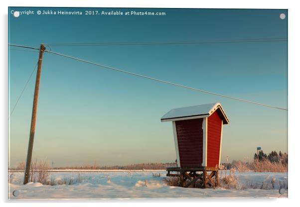 Milk Shelter And A Telephone Pole Acrylic by Jukka Heinovirta