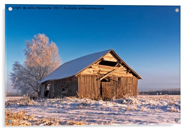 Cold Morning On The Winter Fields Acrylic by Jukka Heinovirta