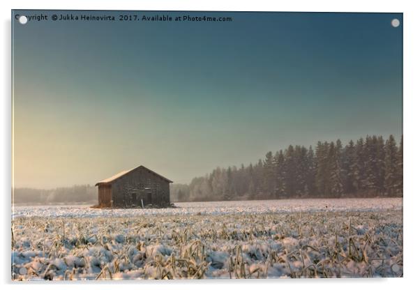 Morning On The Snowy Fields Acrylic by Jukka Heinovirta