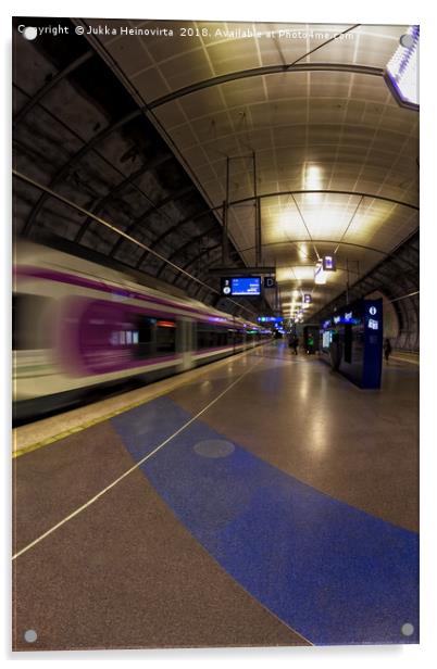Train Leaving The Underground Station Acrylic by Jukka Heinovirta