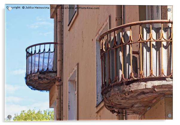 Two Old Balconies Acrylic by Jukka Heinovirta