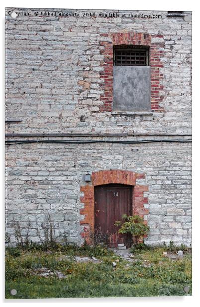 Door and Window At The Patarei Prison Acrylic by Jukka Heinovirta