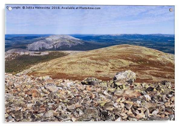 Boulder On Top Of The Mountain Acrylic by Jukka Heinovirta