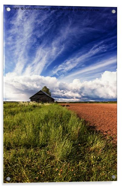 Tiny Barn House By The Summer Fields Acrylic by Jukka Heinovirta