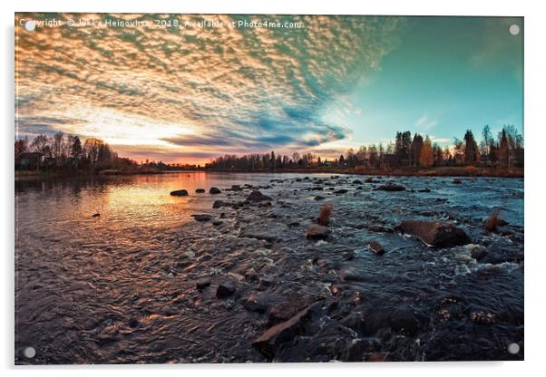 Dramatic Sunset By The River Acrylic by Jukka Heinovirta