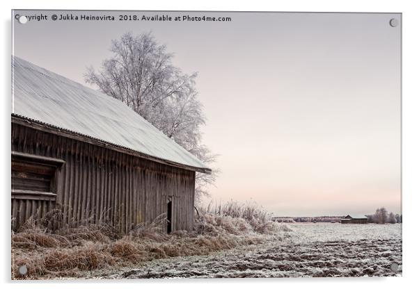 Frosty Morning On The Fields Acrylic by Jukka Heinovirta