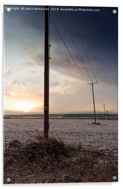 Telephone Lines Crossing The Fields Acrylic by Jukka Heinovirta