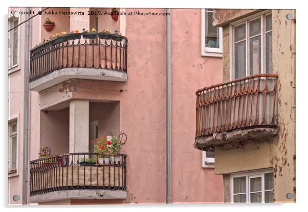 Balconies With Flowers Acrylic by Jukka Heinovirta