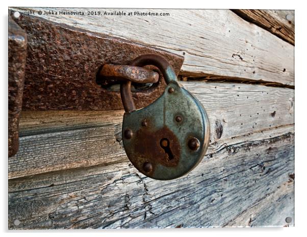 Old Lock On A Wooden Door Acrylic by Jukka Heinovirta