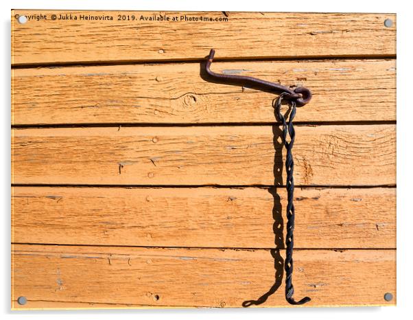 Two Hooks On A Wall Acrylic by Jukka Heinovirta