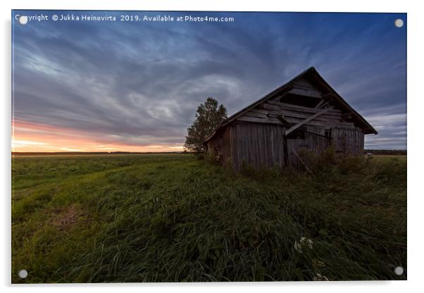 Dramatic Clouds Over An Old Barn House Acrylic by Jukka Heinovirta