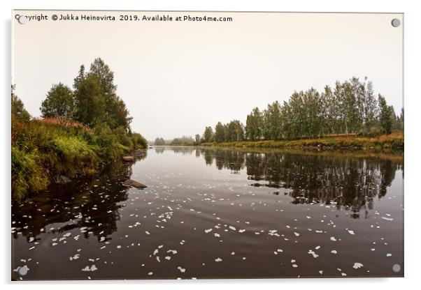 Foggy Morning On The River Acrylic by Jukka Heinovirta