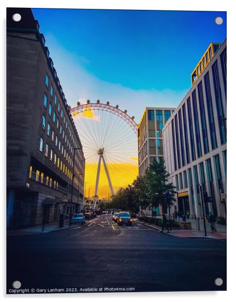 Big Wheel London Sunset Acrylic by Gary Lanham
