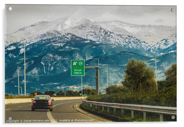 Landscape Highway Scene, Patras, Greece Acrylic by Daniel Ferreira-Leite