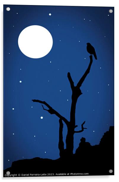Midnight magic landscape illustration Acrylic by Daniel Ferreira-Leite
