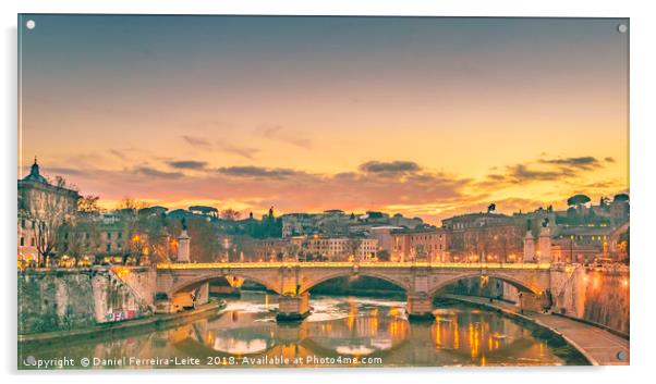 Tiber River Rome Cityscape Acrylic by Daniel Ferreira-Leite