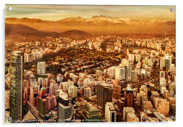 Santiago de Chile Aerial View from San Cristobal H Acrylic by Daniel Ferreira-Leite