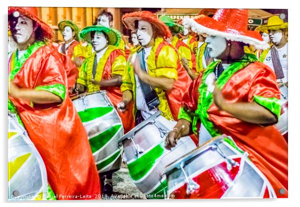 Group of Candombe Drummers at Carnival Parade of U Acrylic by Daniel Ferreira-Leite