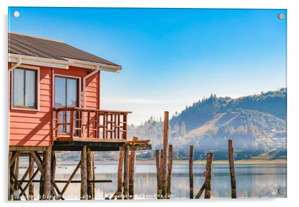 Palafito Houses at Lake, Chiloe, Chile Acrylic by Daniel Ferreira-Leite