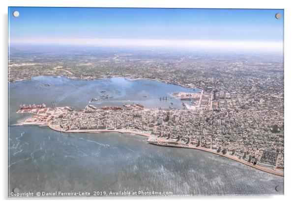 Aerial View of Montevideo from Window Plane Acrylic by Daniel Ferreira-Leite