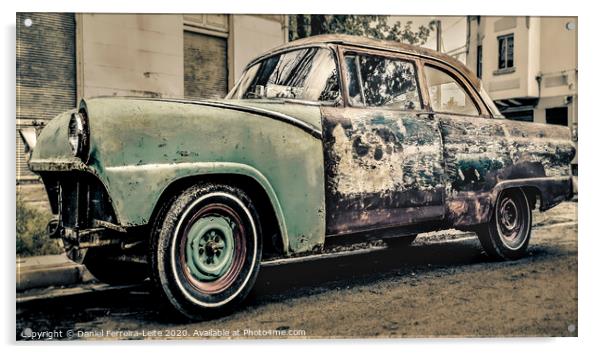 Old Neglected Car Parked at Street, Montevideo, Uruguay Acrylic by Daniel Ferreira-Leite