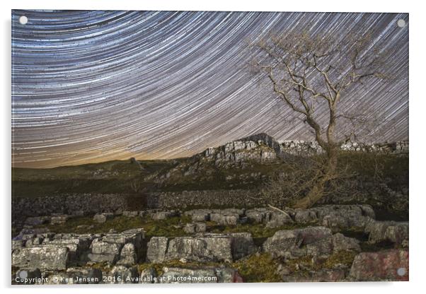 Star Trail Over Yorkshire Acrylic by Ken Jensen