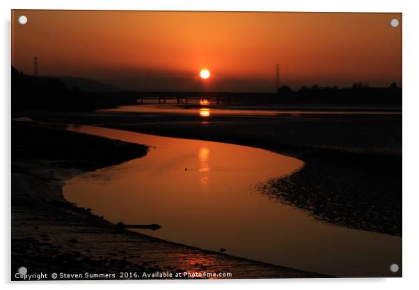 Loughor Estuary Sunset, South Wales Acrylic by Steven Summers