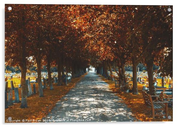 Autumn Treeline in UK Acrylic by Paul Bryan