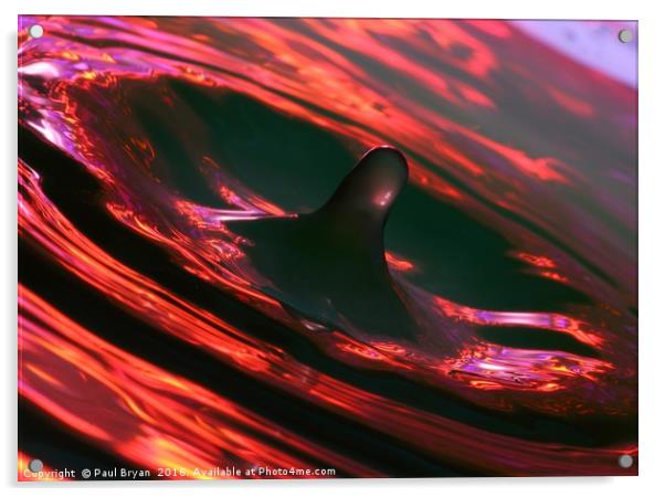 Red Water Splash Impact Acrylic by Paul Bryan