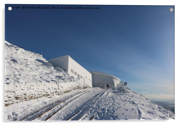 Frozen Summit of Snowdon Acrylic by Nikolas Maxwell