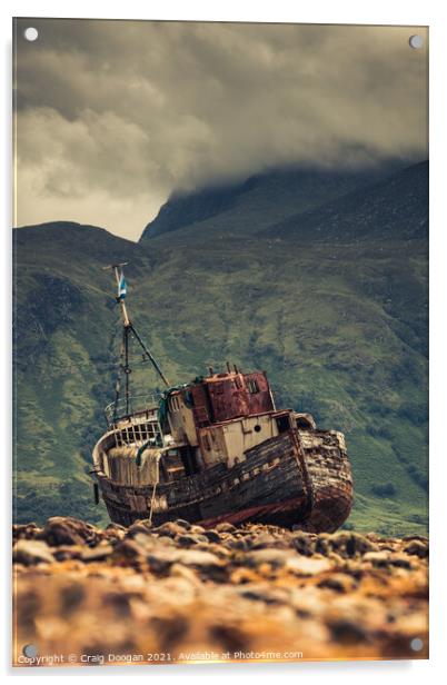 MV Dayspring - Corpach Shipwreck - Ben Nevis Acrylic by Craig Doogan
