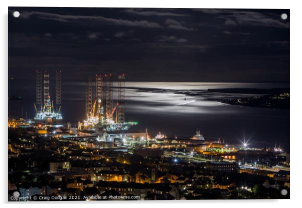 Dundee City Night Acrylic by Craig Doogan