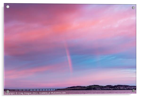 Dundee Rainbow Sunset Scotland Acrylic by Craig Doogan