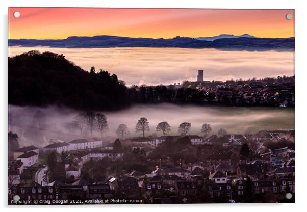 Fog over Lochee Park Dundee Acrylic by Craig Doogan