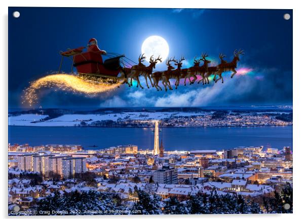 Santa Visits Dundee Acrylic by Craig Doogan