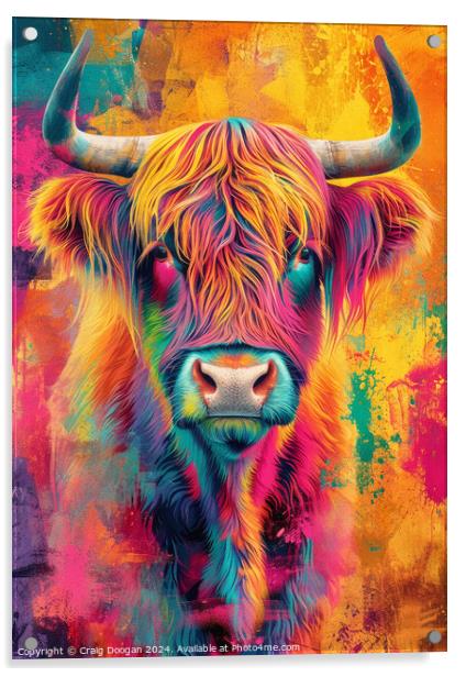 Highland Cow Digital Art Acrylic by Craig Doogan