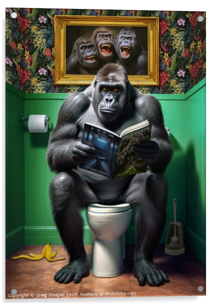 Funny Gorilla on the Toilet Acrylic by Craig Doogan