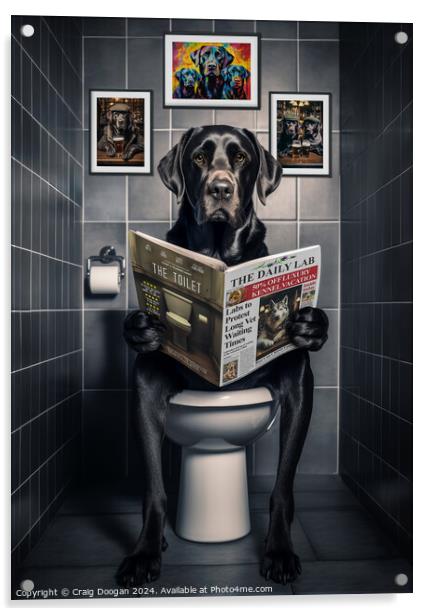 Black Labrador on the Toilet Acrylic by Craig Doogan