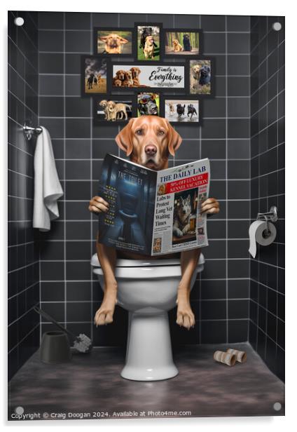 Fox Red Labrador on the Toilet Acrylic by Craig Doogan