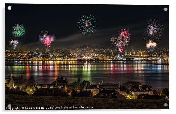 Dundee Fireworks Acrylic by Craig Doogan