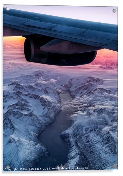 Flying over Greenland at 38000ft Acrylic by Craig Doogan