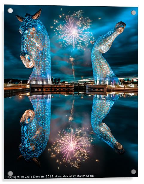 Kelpies Sculpture Falkirk Scotland Acrylic by Craig Doogan