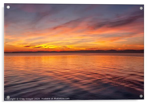 Wormit Bay Sunset Acrylic by Craig Doogan