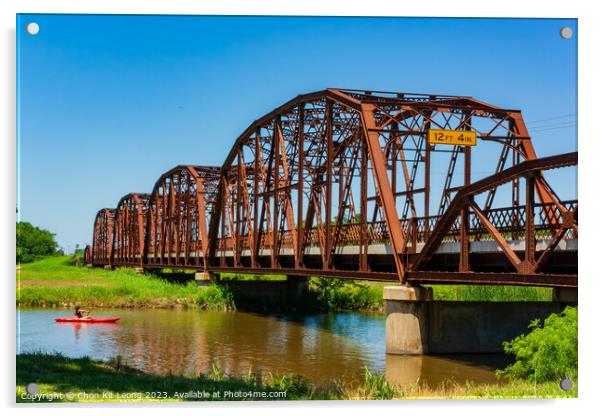 Close up shot of Bridge Route 66 in Lake Overholser Acrylic by Chon Kit Leong