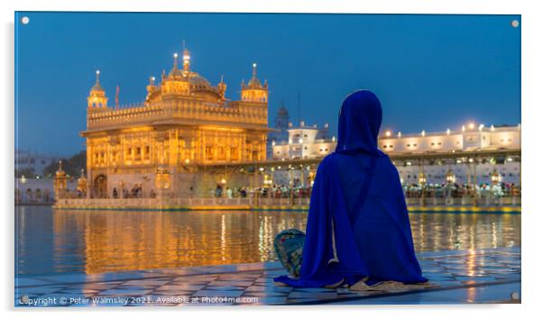 The Golden Temple Acrylic by Peter Walmsley
