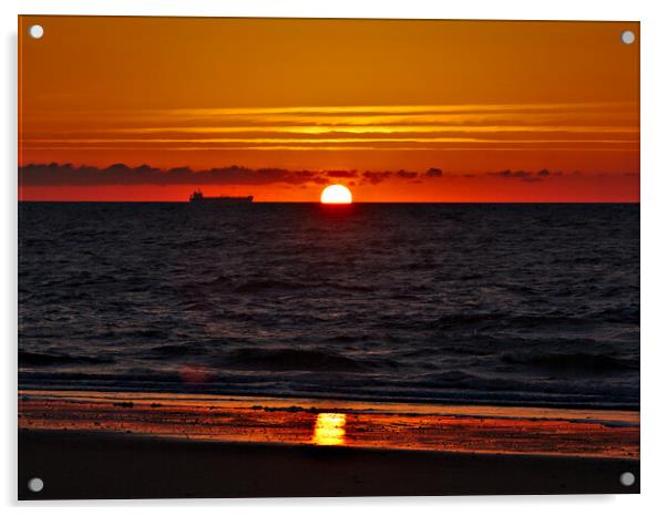 Sunrise on Sandown Beach Isle of Wight Acrylic by Jeremy Hayden