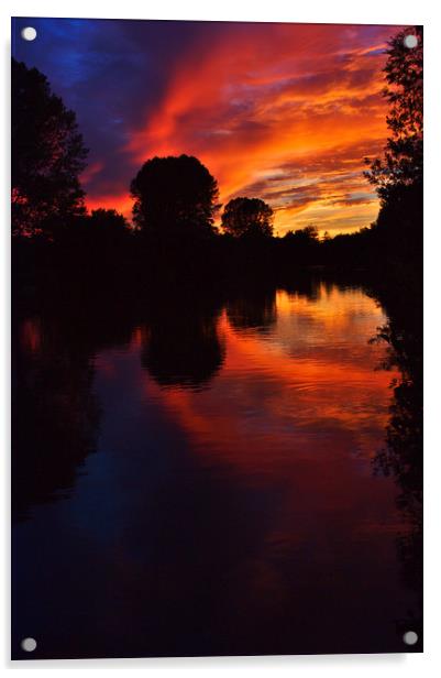 Brackley Lake Sunset Reflections Acrylic by Jeremy Hayden