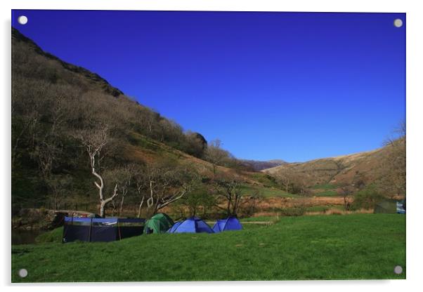 Camping at Llyn Gwynant in Snowdonia Acrylic by Jeremy Hayden